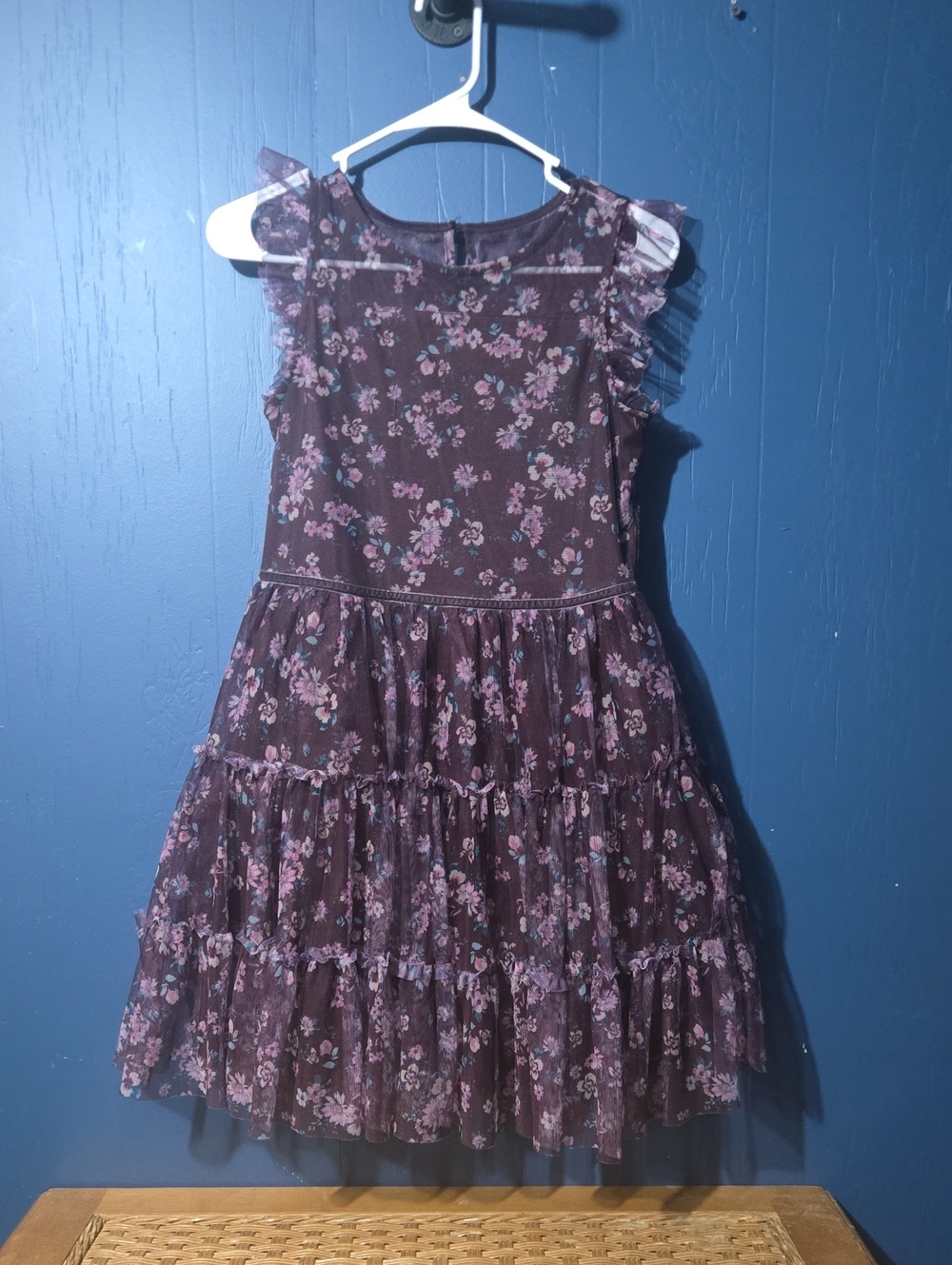 Girls' Floral Tiered Ruffle Dress - Purple